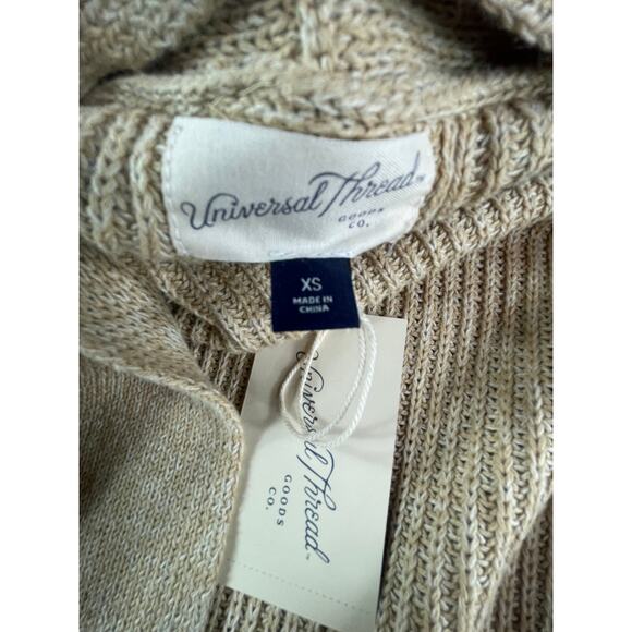 Universal Thread Sweater Womens XS Tan Cardigan Open Front Long Pockets NWT - Picture 2 of 9